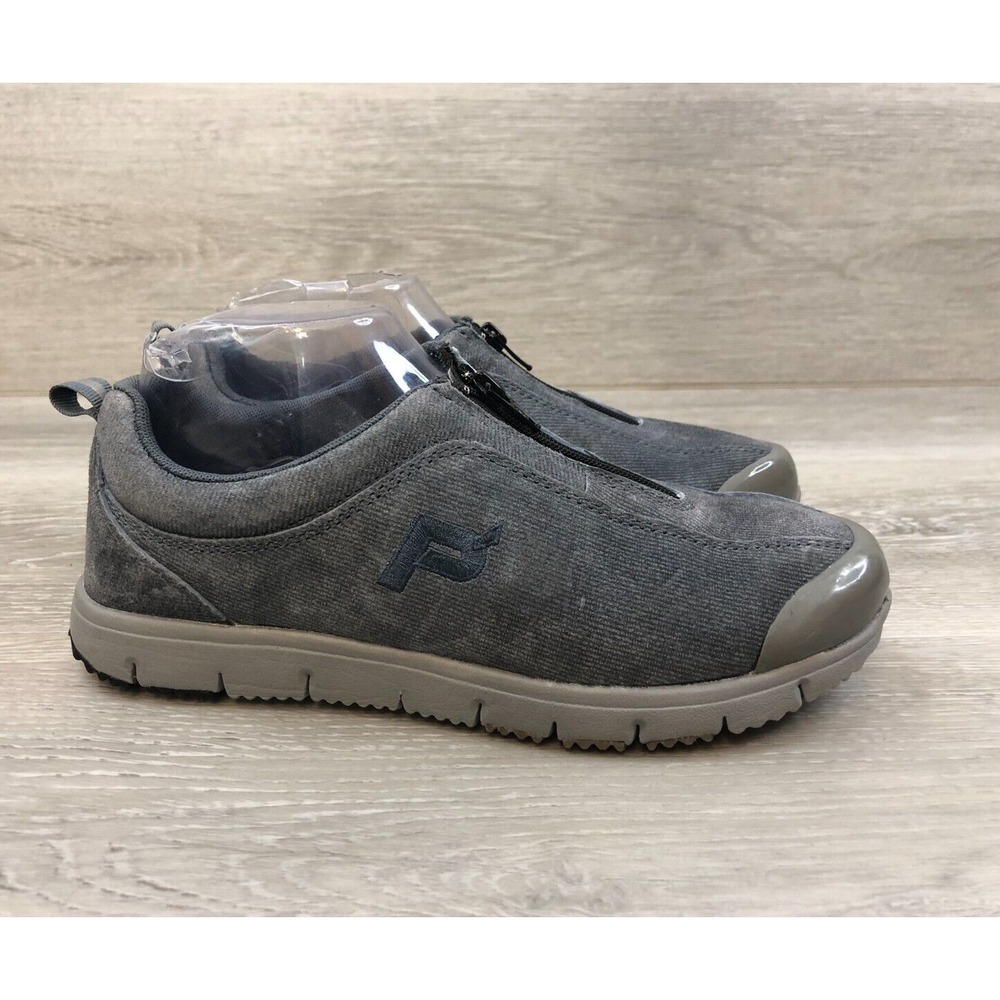 Propet‎ W3216 Women's Sneaker Gray Fabric 7 Zipper Casual Comfort Travel Shoes
